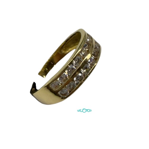 Anillo Oro  18K  con circonitas , ancho de 