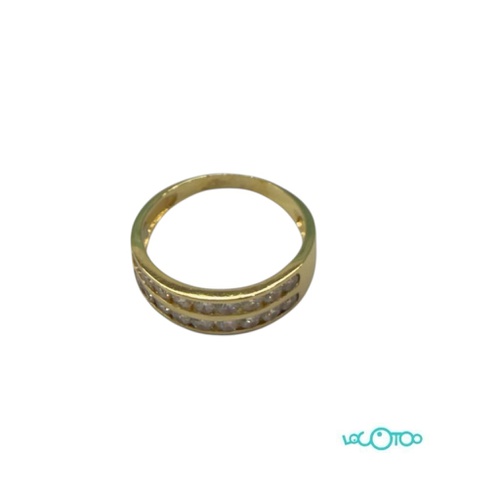 Anillo Oro  18K  con circonitas , ancho de 