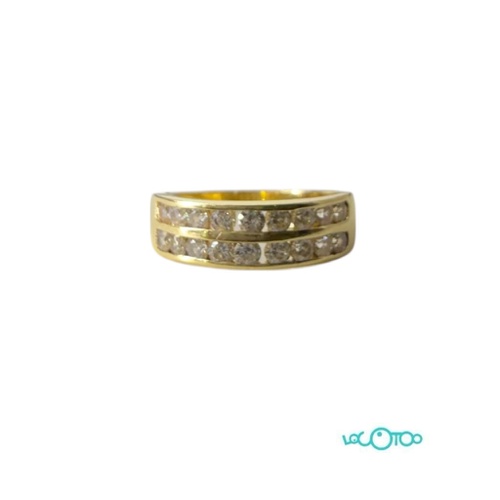 Anillo Oro  18K  con circonitas , ancho de 