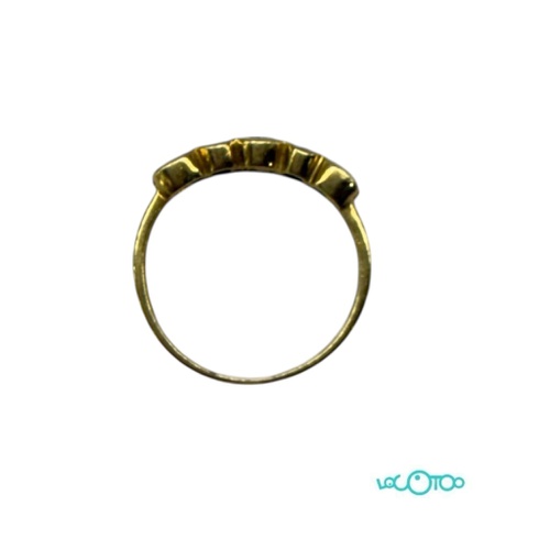 Anillo Oro 18K con  4 zafiros azules y  3 c