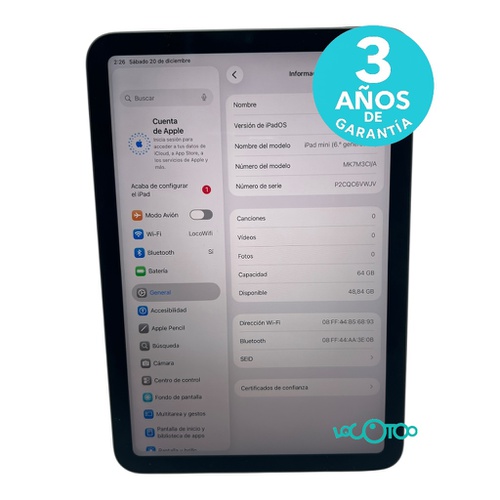 Tablet APPLE IPAD MINI 6 (A2567) 64GB WIFI 
