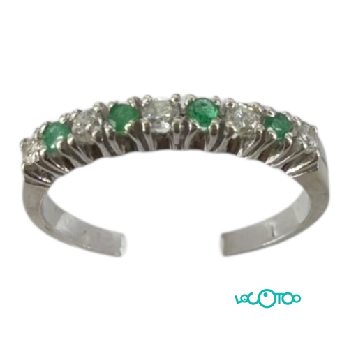 ANILLO ORO 18K CON DIAMANTES Y ESMERALDAS 