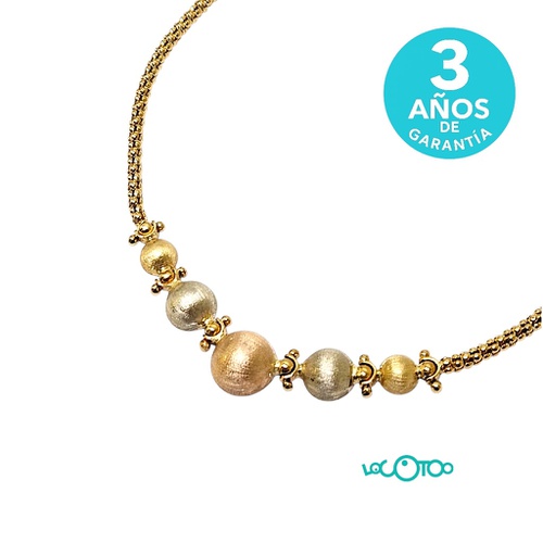 Gargantilla Oro Tricolor Esferas Satinadas