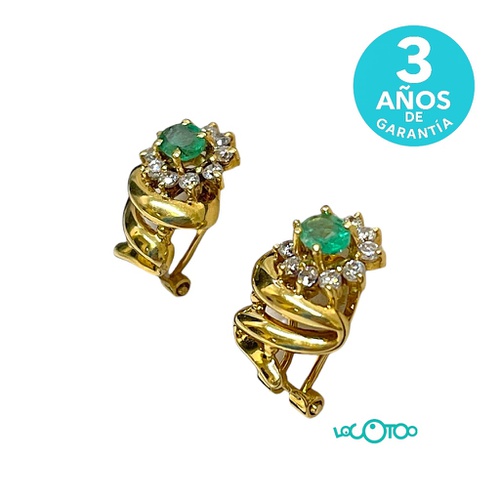 Pendientes Oro 18Kt CON PIEDRA BLANCA Y VER