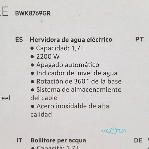 HERVIDOR BECKEN 1,7L 2200W BWK8769GR 