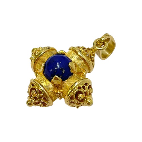 COLGANTE ORO 18Kt CRUZ GRUESA CON PIEDRA AZ