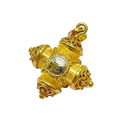 COLGANTE ORO 18Kt CRUZ GRUESA CON PIEDRA AZ