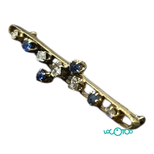 Broche oro 18K con zafiro y diamantes 