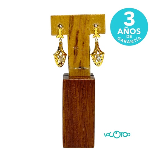 Pendientes colgantes oro 18K con circonitas