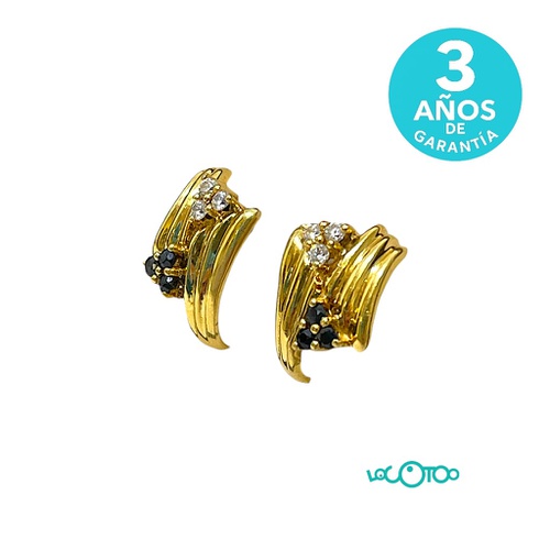 PAR Pendientes Oro 18Kt CON CIRS Y P.AZUL