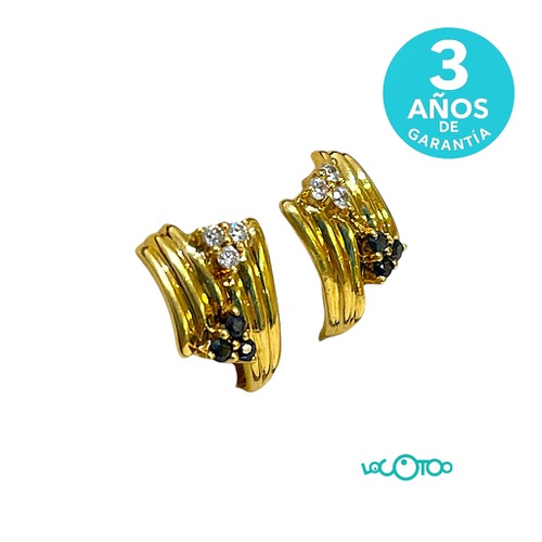 PAR Pendientes Oro 18Kt CON CIRS Y P.AZUL