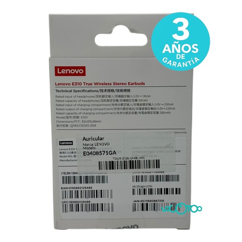 Auricular LENOVO E310 TRUE WIRELESS STEREO 