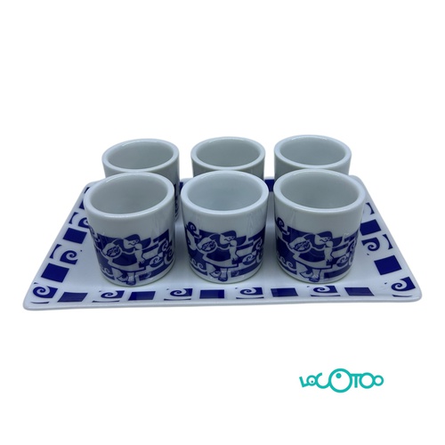 Cerámica GALOS BANDEJA CON 6 VASOS DE CHUPI