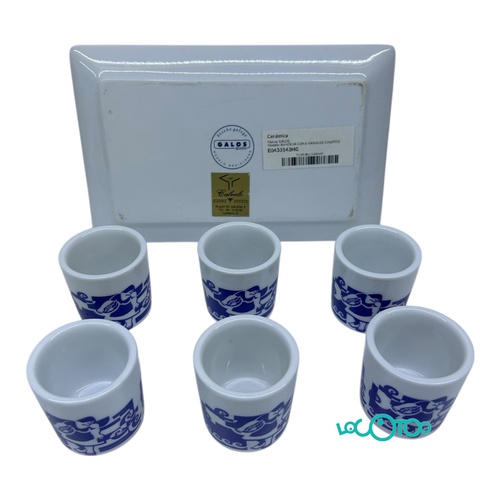 Cerámica GALOS BANDEJA CON 6 VASOS DE CHUPI