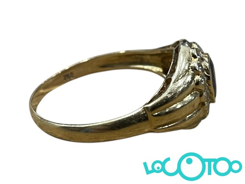 ANILLO ORO 18K CON PIEDRA AZUL Y CIRCONITAS