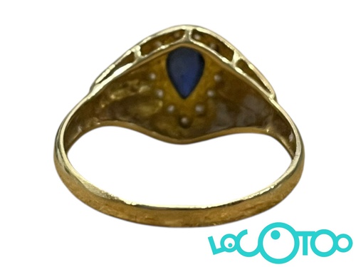 ANILLO ORO 18K CON PIEDRA AZUL Y CIRCONITAS