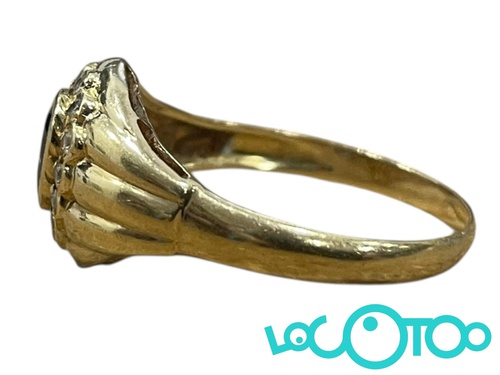 ANILLO ORO 18K CON PIEDRA AZUL Y CIRCONITAS