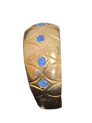Anillo Oro con piedras azules Talla 12