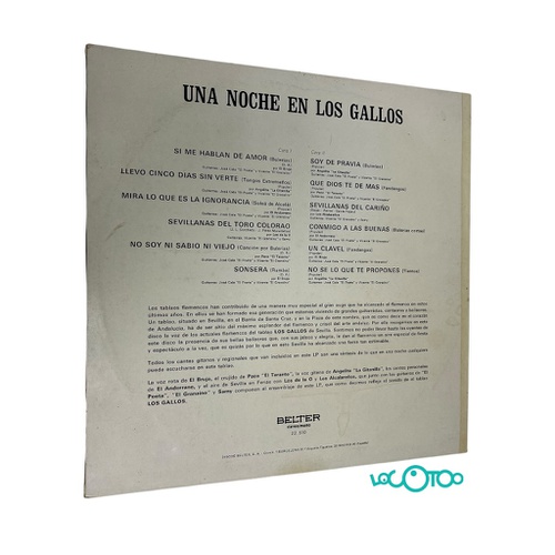 VINILO BELTER UNA NOCHE EN LOS GALLOS FLAME