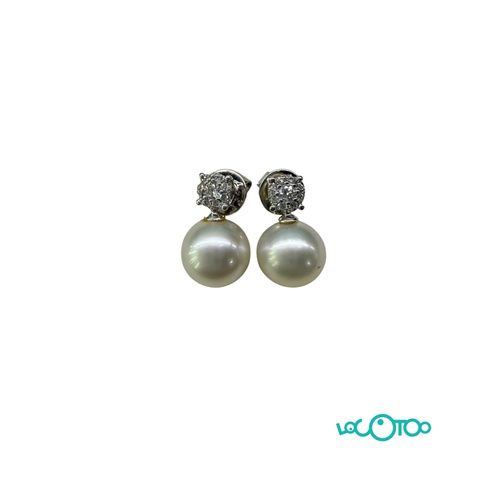 PENDIENTES ORO 18K TU Y YO DE PERLA CON DIA