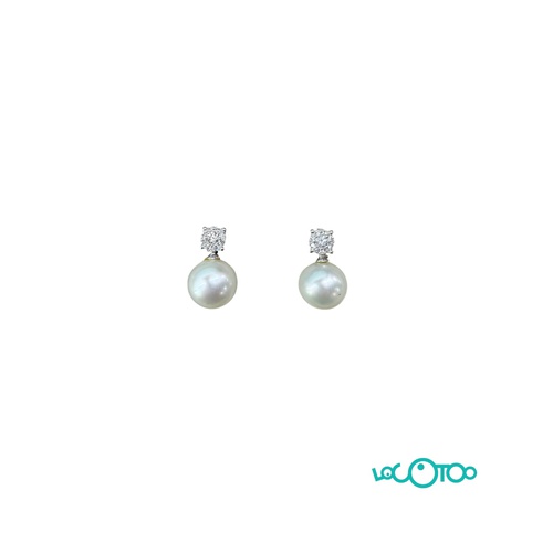 PENDIENTES ORO 18K TU Y YO DE PERLA CON DIA
