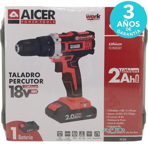 TALADRO PERCUTOR A BATERÍA AICER AC1676