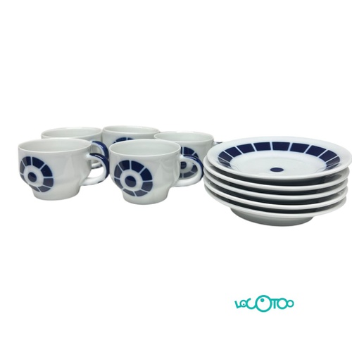 Cerámica SARGADELOS 5 TAZAS CON PLATO COROA