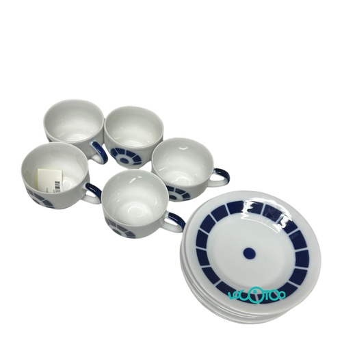 Cerámica SARGADELOS 5 TAZAS CON PLATO COROA