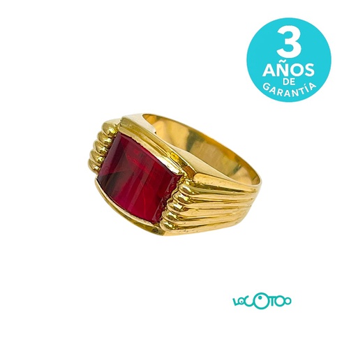 Anillo Oro 18K con Piedra Roja 7,70g