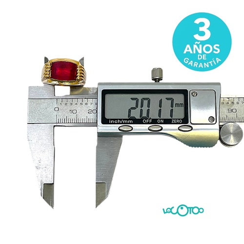 Anillo Oro 18K con Piedra Roja 7,70g