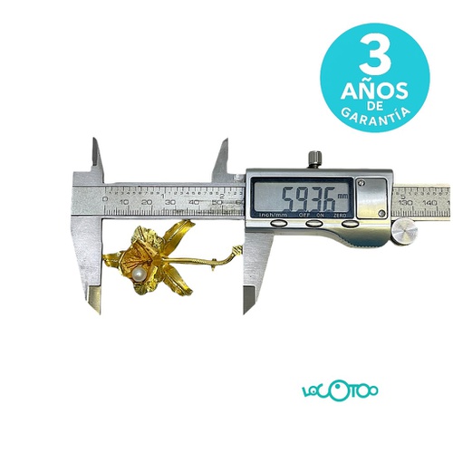 Broche flor oro 18K con perla 8,90g