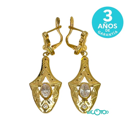 Pendientes colgantes oro 18K con circonitas