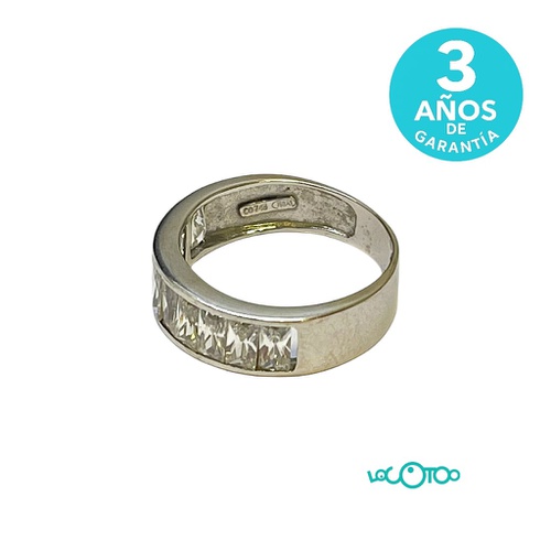 Anillo Oro Blanco 18K con Piedras Tipo Carr