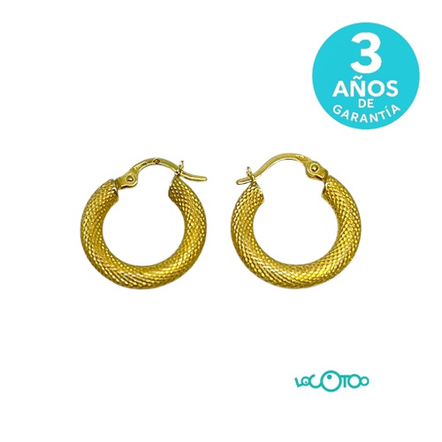 Pendientes Aro Oro Amarillo 18K Texturizado