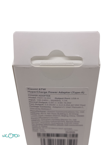 Cargador XIAOMI 67W HYPERCHARGE POWER ADAPT