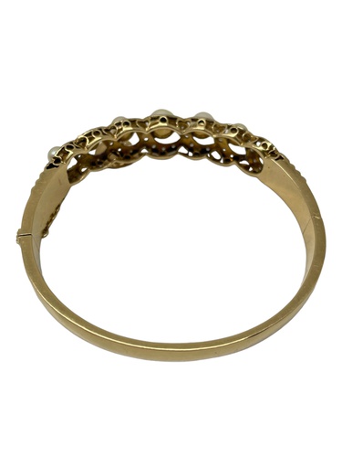 Brazalete rígido oro 18k con perlas años 50