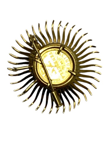 BROCHE ORO 18K CON MONEDA CACIQUE VENEZOLAN