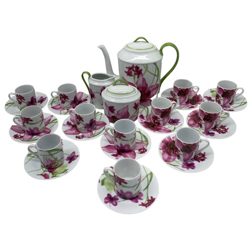 CERÁMICA GALOS JUEGO 12 SERVICIOS ORQUIDEA