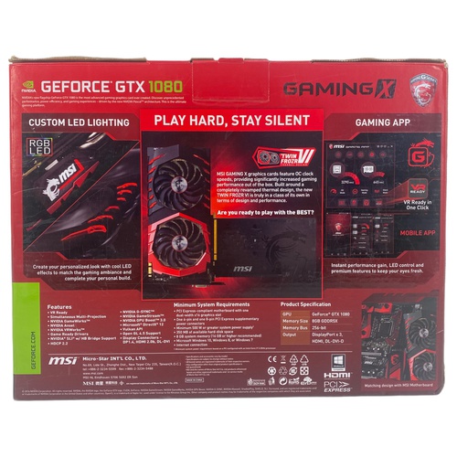 TARJETA GRÁFICA MSI GEFORCE GTX 1080 GAMING