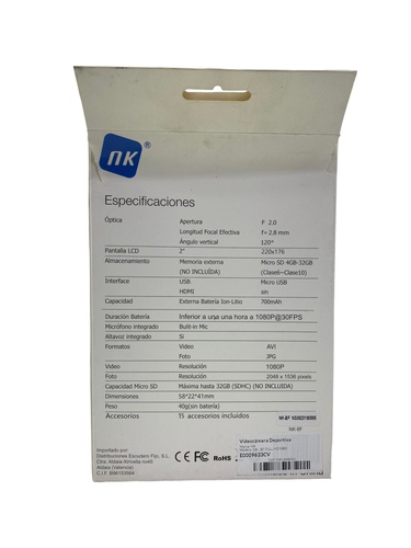 Videocámara Deportiva NK NK - BF FULL HD 10