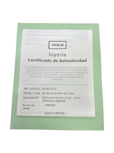 Bisutería TOUS PULSERA RIGIDA PLATA