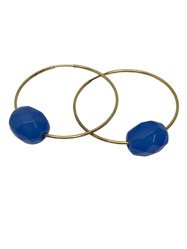 Bisutería PENDIENTES ARO CON PIEDRA AZUL