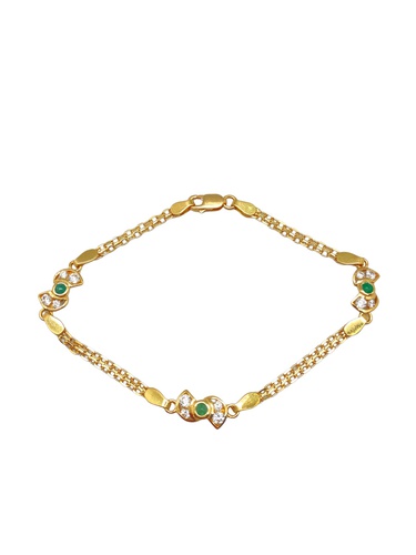 Pulsera Oro 18k lazos piedras blancas y ver