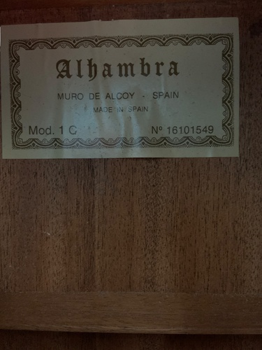 Guitarra Clásica ALHAMBRA 1C 6 Cuerdas