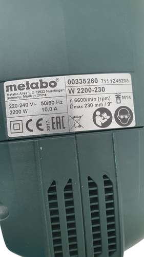 Amoladora Eléctrica METABO W2200 230 mm 220