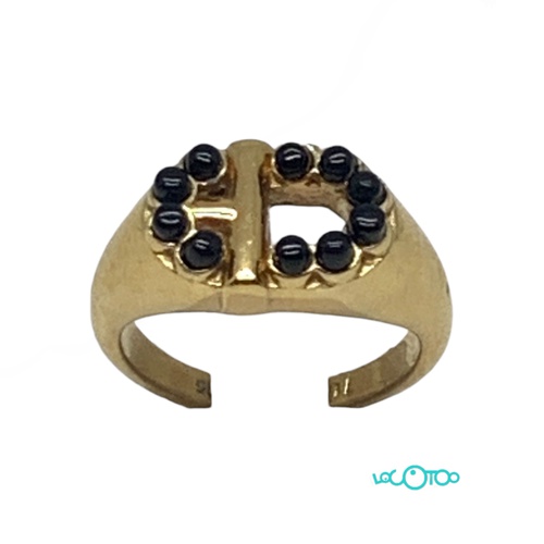 Anillo Tous Vermeil con bolitas negras . Ta