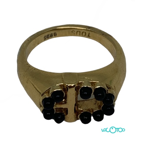 Anillo Tous Vermeil con bolitas negras . Ta