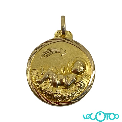Medalla oro con angel y niño jesus