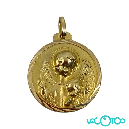 Medalla oro con angel y niño jesus