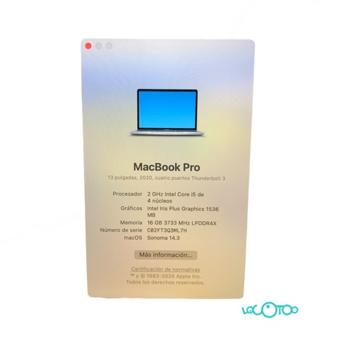 PORTATIL APPLE MACBOOK PRO A2251 512 GB SSD